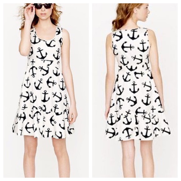 J. Crew dizzy anchors mini dress sleeveless flouncy ruffle cream blue size 2 - Picture 2 of 16
